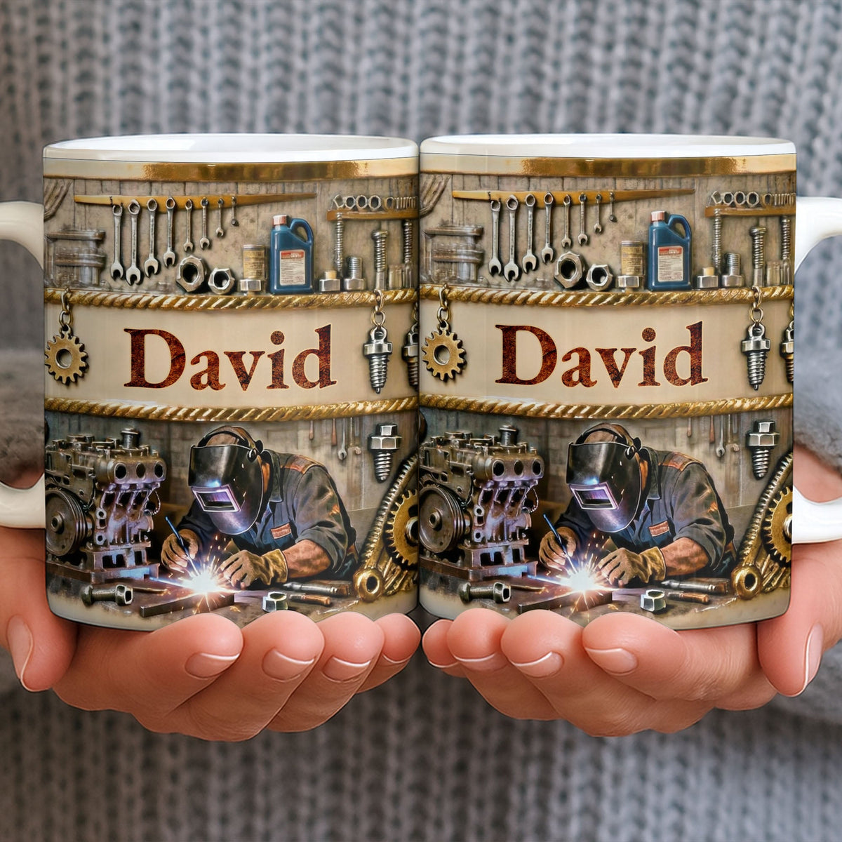 Customizable Name,Tools And Gears Coffee Mug, Gift For Mechanics And Engineers