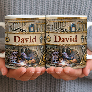 Customizable Name,Tools And Gears Coffee Mug, Gift For Mechanics And Engineers