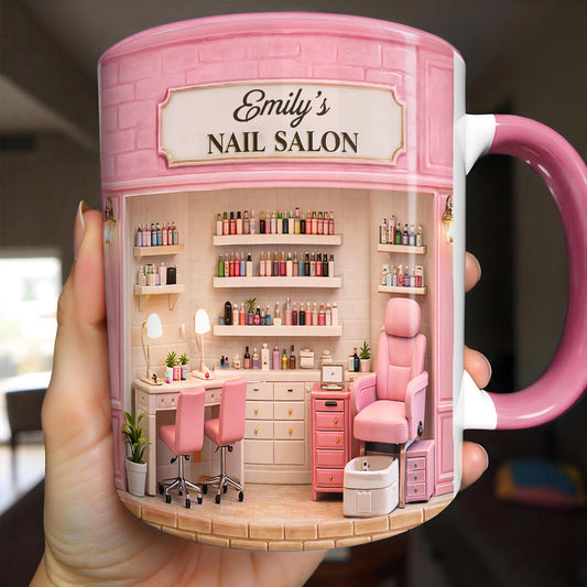My Nail Salon, Personalized Custom Accent Mug, Gift For Nail Techs