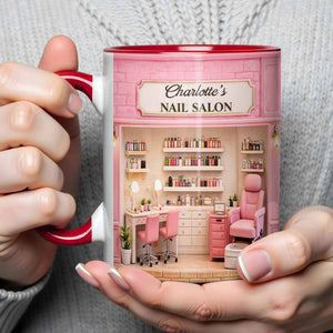 My Nail Salon, Personalized Custom Accent Mug, Gift For Nail Techs