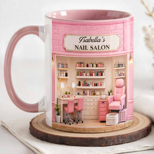 My Nail Salon, Personalized Custom Accent Mug, Gift For Nail Techs