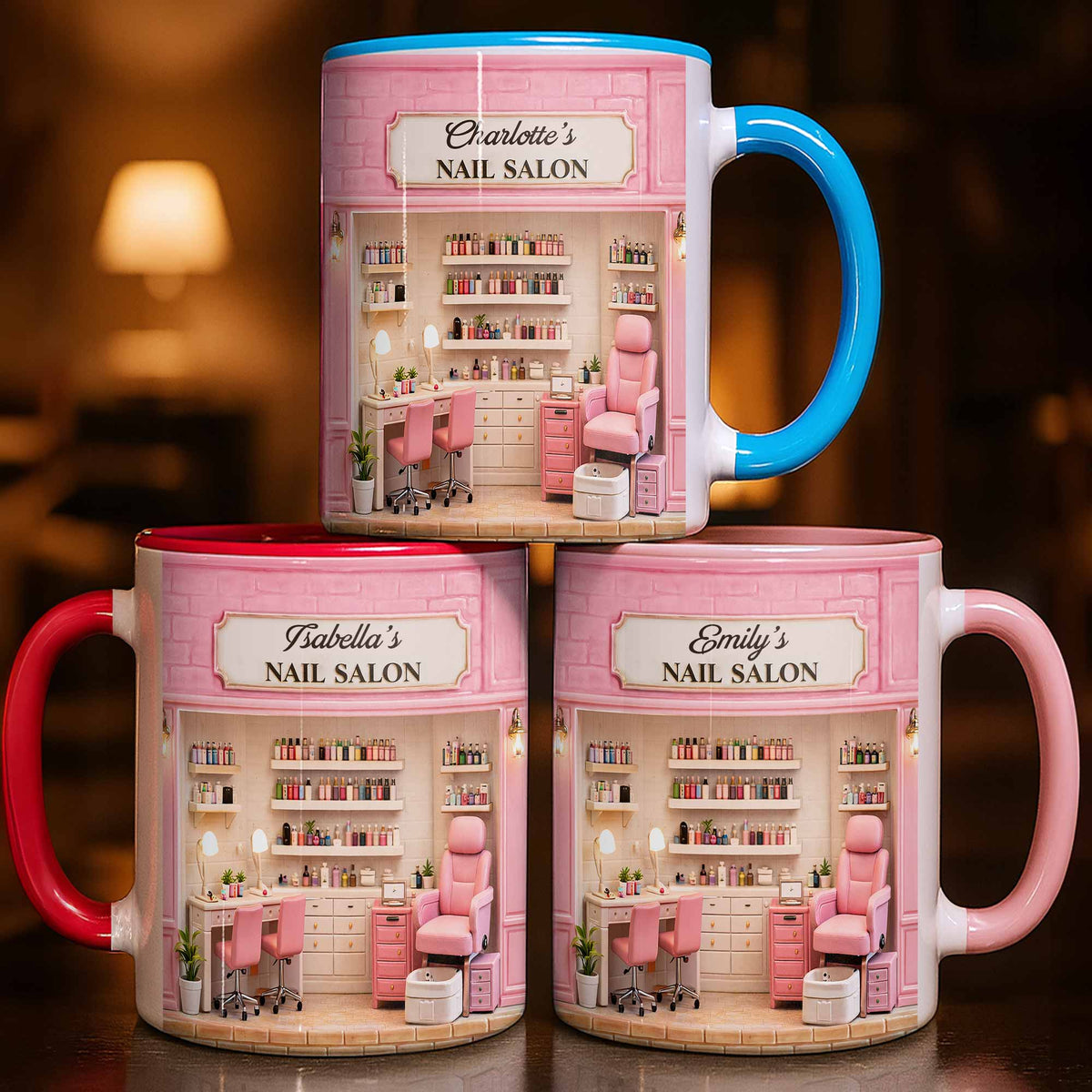 My Nail Salon, Personalized Custom Accent Mug, Gift For Nail Techs
