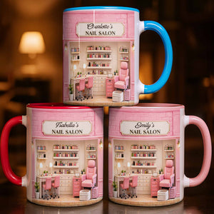 My Nail Salon, Personalized Custom Accent Mug, Gift For Nail Techs