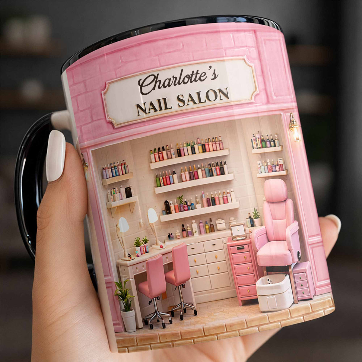 My Nail Salon, Personalized Custom Accent Mug, Gift For Nail Techs