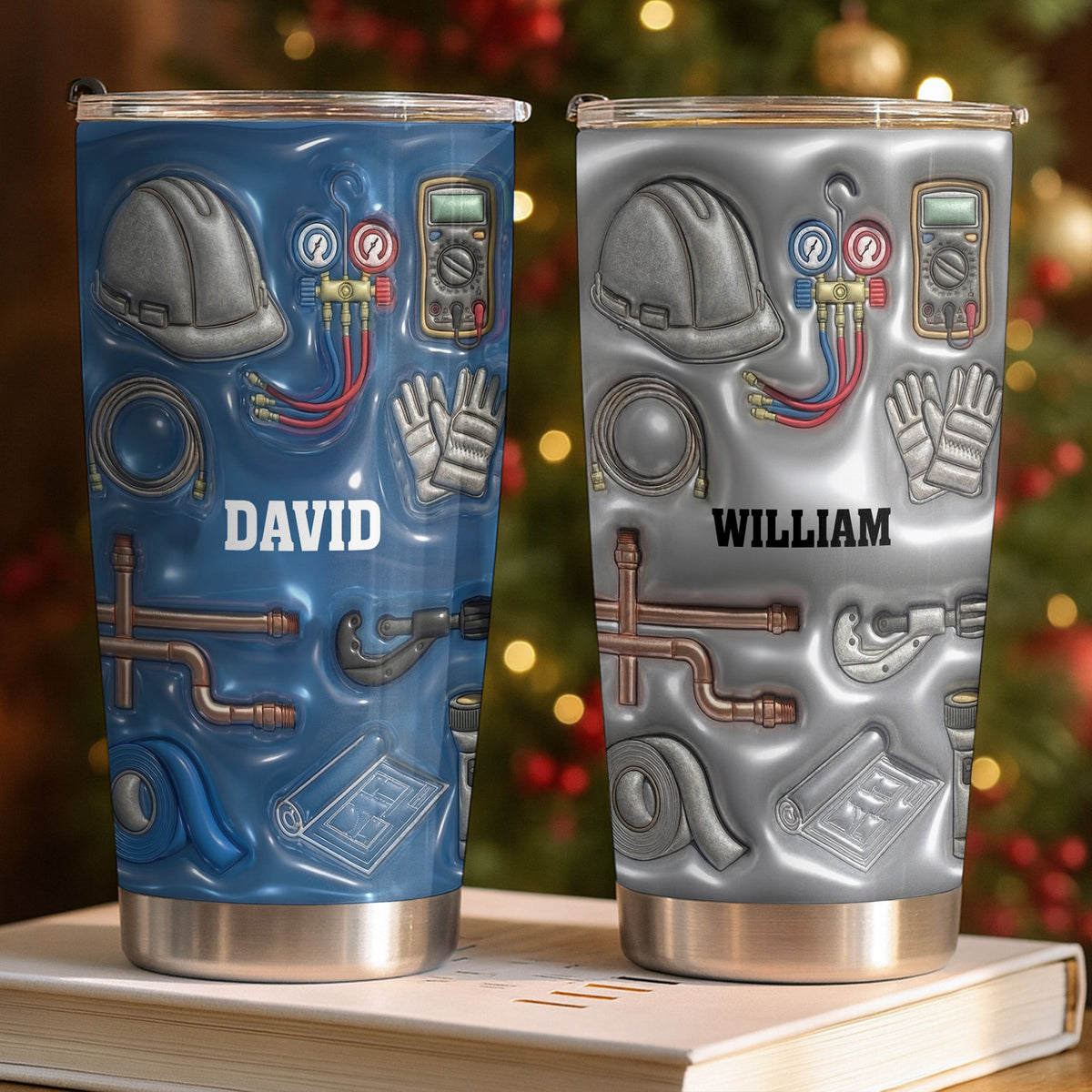 Customizable Construction Theme Tumbler 20oz 30oz, Gift for Husband and Construction Workers