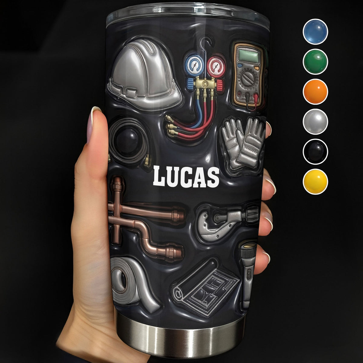 Customizable Construction Theme Tumbler 20oz 30oz, Gift for Husband and Construction Workers