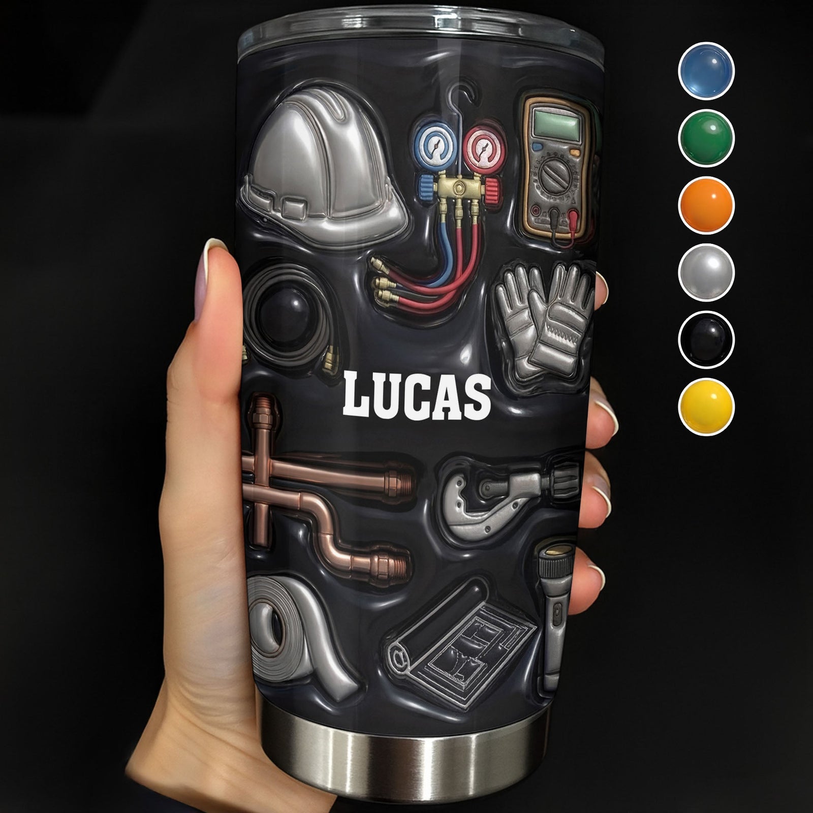 Customizable Construction Theme Tumbler 20oz 30oz, Gift for Husband and Construction Workers
