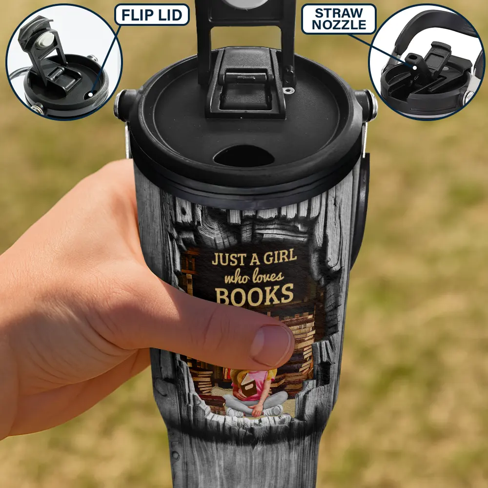 Just A Girl Who Loves Books - Personalized 30oz Tumbler With Handle