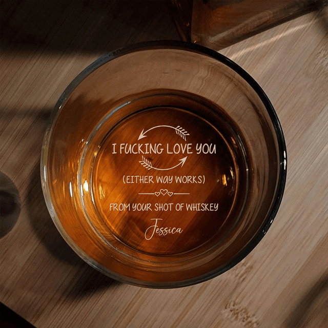 I F-king Love You Custom Engraved Whiskey Glass Personalized Gift For Boyfriend, Happy Anniversary Perfect Gift For Couple