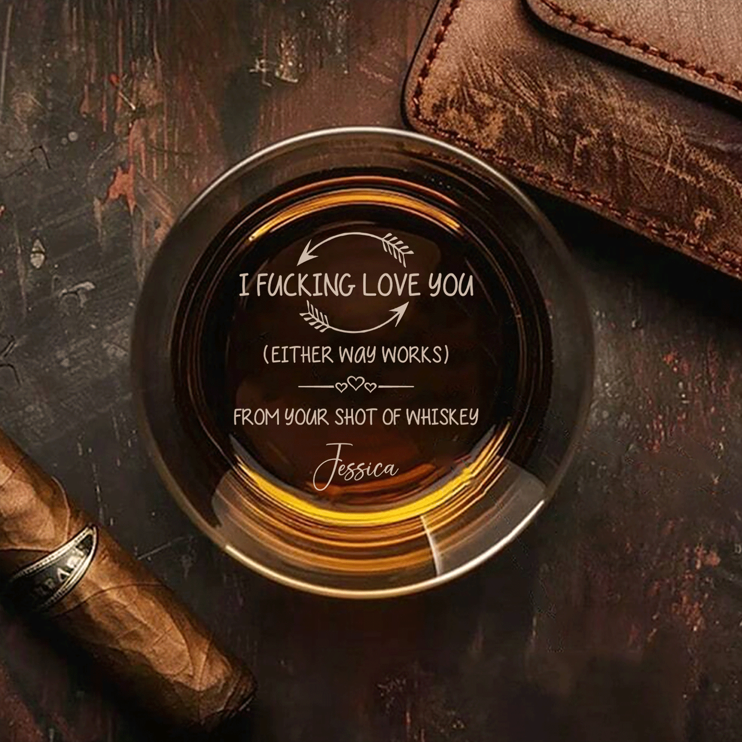 I F-king Love You Custom Engraved Whiskey Glass Personalized Gift For Boyfriend, Happy Anniversary Perfect Gift For Couple