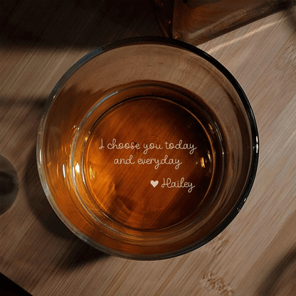 I Choose You Today And Everyday - Custom Engraved Whiskey Glass Anniversary Gift For Him - Personalized Engraved Whiskey Glass Couple Gift