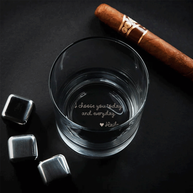 I Choose You Today And Everyday - Custom Engraved Whiskey Glass Anniversary Gift For Him - Personalized Engraved Whiskey Glass Couple Gift
