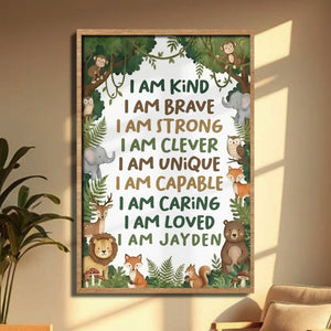 I Am Kind, I Am Brave, I Am Loved, Forest Animals Poster, Gift For Children