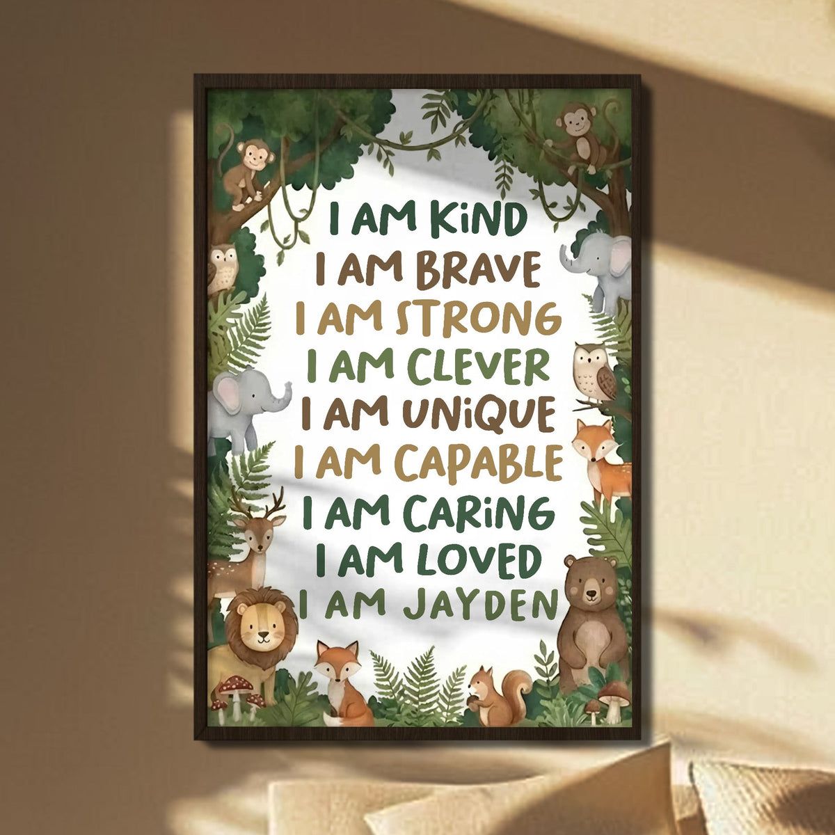 I Am Kind, I Am Brave, I Am Loved, Forest Animals Poster, Gift For Children