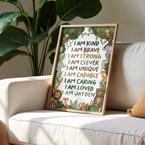 I Am Kind, I Am Brave, I Am Loved, Forest Animals Poster, Gift For Children