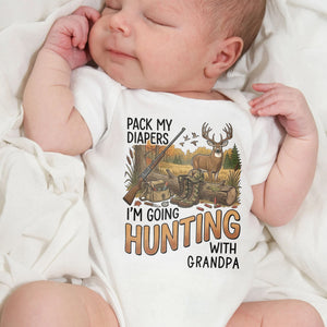 Hunting With Grandpa Baby Onesie, Personalized Gift For Hunting Lovers