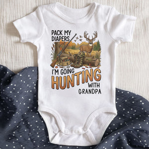 Hunting With Grandpa Baby Onesie, Personalized Gift For Hunting Lovers