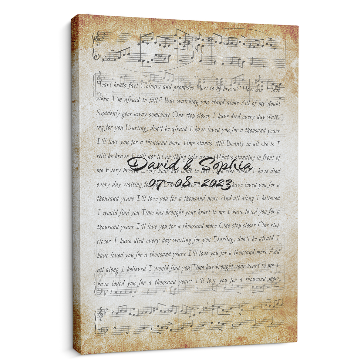 Custom Song Lyrics, Customizable Name And Date Personalized Canvas Wall Art Perfect Gift For Couple, Anniversary Gift, Wedding Gift