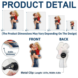Kissing Couple 3D Effect - Personalized Acrylic Car Vent Clip