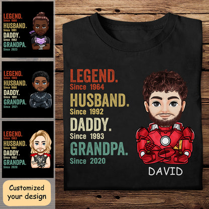 Legend Husband Daddy Papa Superhero - Personalized Apparel - Gift For Father, Dad, Papa, Father's Day