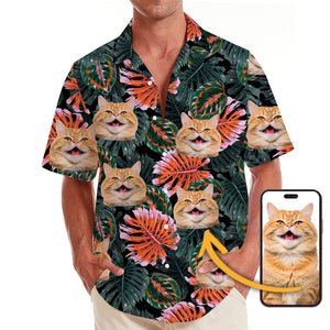 Leafy Pal Shirt - Personalized Custom Cat Photo Hawaiian Shirt