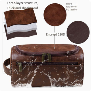 Personalized Men's Leather Toiletry Bag, Leather Dopp Kit, Groomsmen Gifts, Travel Bag, Anniversary Gift for Him, Men's Leather Accessory