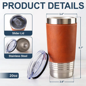 Our First Father's Day Together - Personalized Leather Tumbler