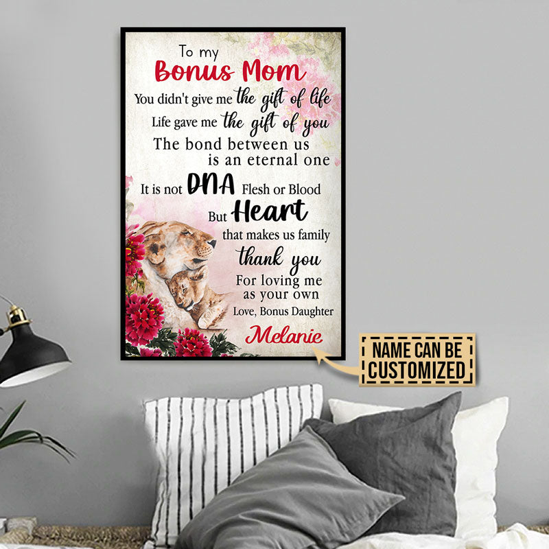 Life Gave Me The Gift of You Personalized Lion Daughter To Step Mom It Is Not DNA Custom Poster