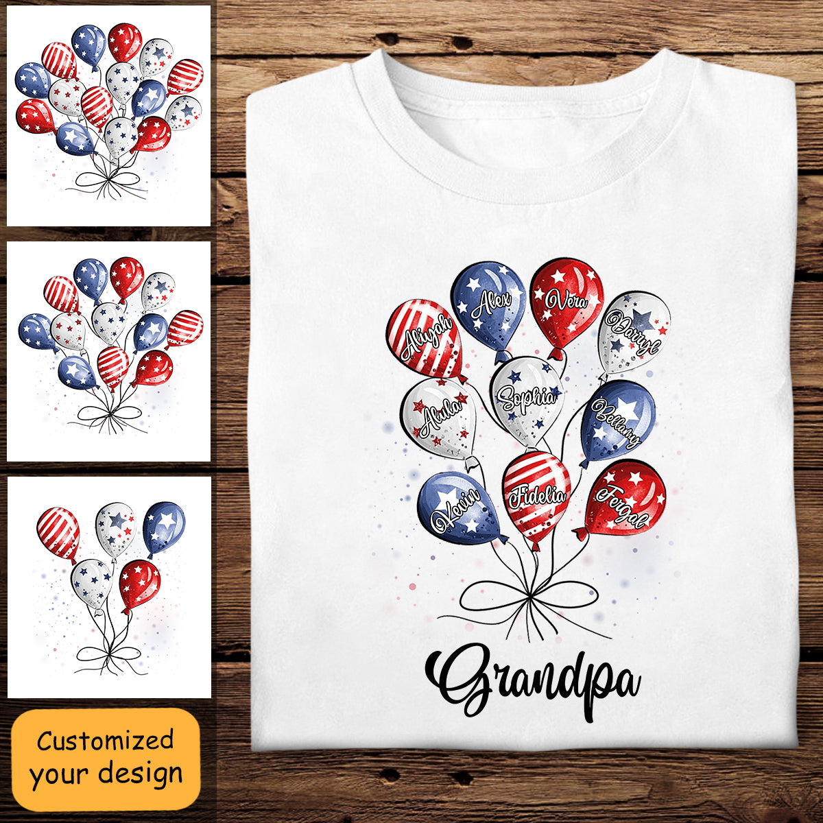 Little Balloon American Flag - Personalized Apparel - Gift For Famiy, Friends, 4th Of July