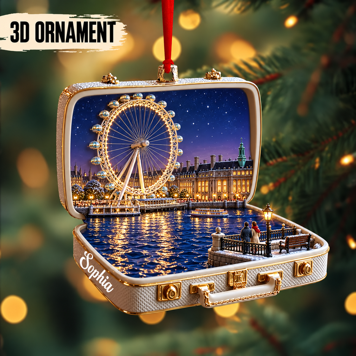 Personalized Seville Christmas Ornament – Custom Name 3D Spain Travel Keepsake for Sevilla Lovers & Travelers