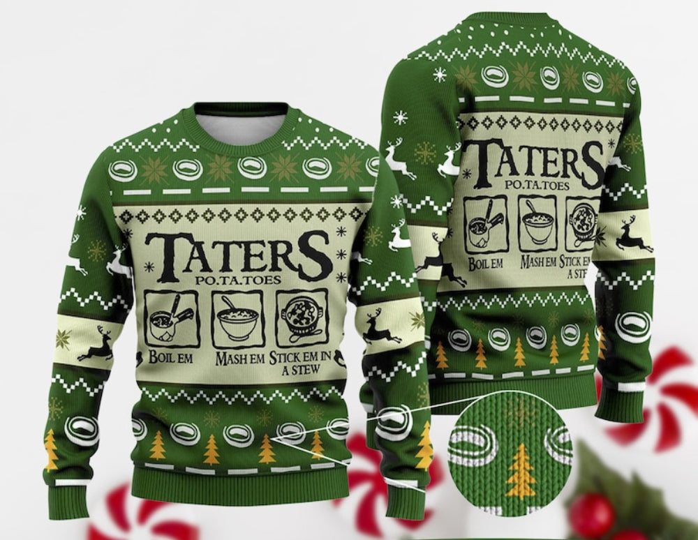Taters Potatoes Ugly Christmas Sweater, Lord of the Rings Christmas Sweater, LOTR Fans Sweater, Christmas Gift Sweatshirt, Xmas Ugly Sweater