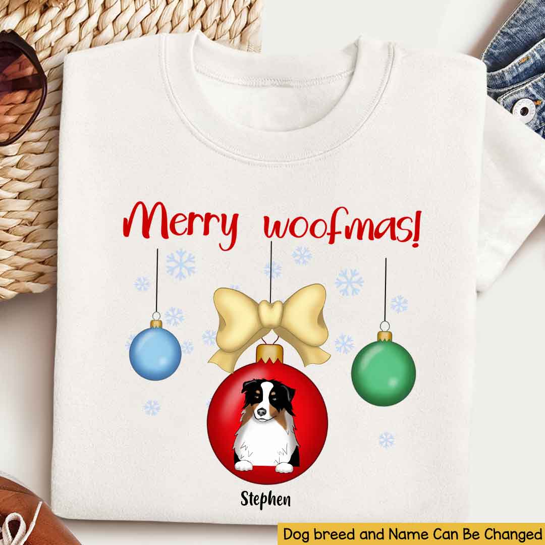 Merry woofmas Personalized T Shirt Custom Dog Breed Christmas Gift For Dog Lovers Merry Christmas Shirt, Christmas Dog Paw T-Shirt, Winter Season Tee, Xmas Gifts for Dog Owner, Christmas Vibes, Christ MERRY-_2.jpg