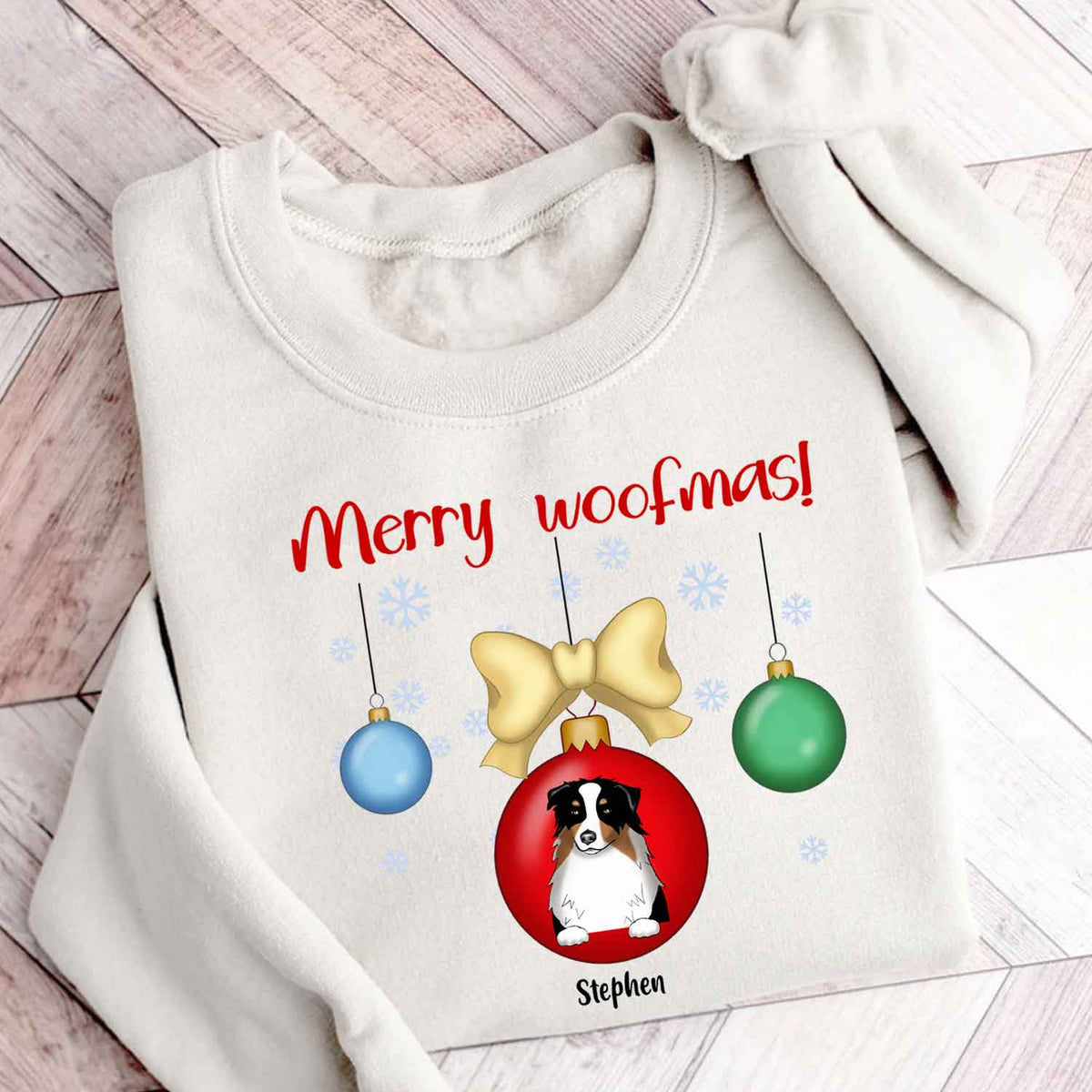 Merry woofmas Personalized Sweatshirt Custom Dog Breed Christmas Gift For Dog Lovers Merry Christmas Shirt, Christmas Dog Paw, Winter Season Tee, Xmas Gifts for Dog Owner, Christmas Vibes, Christ