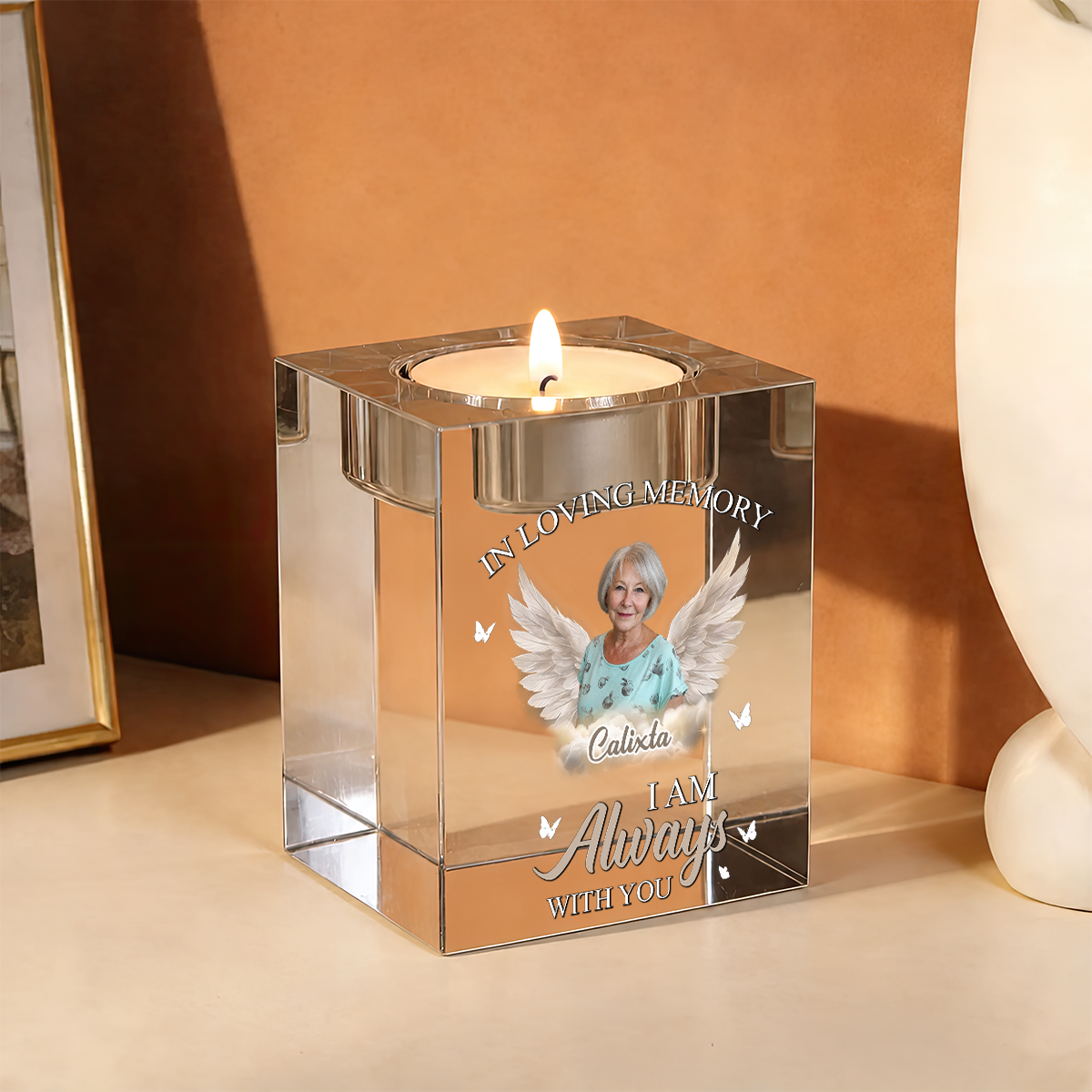 I Am Always With You Personalized Crystal Candle Holder