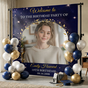 Welcome To The Birthday Party - Custom Name & Photo Law Sign - Birthday Party Welcome Sign