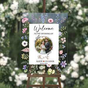 Floral Wedding Sign - Personalized Acrylic Welcome Sign