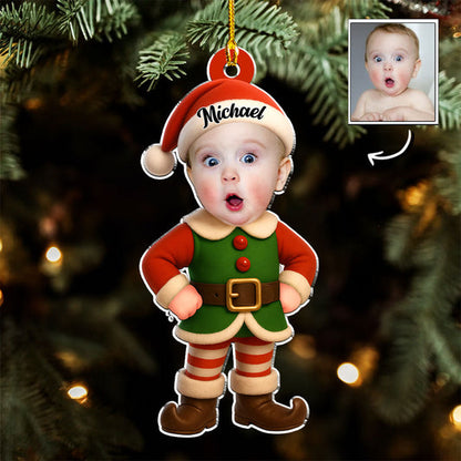 Little Elves Custom Photo Little Elf Kids - Personalized Custom Shaped Acrylic Ornament
