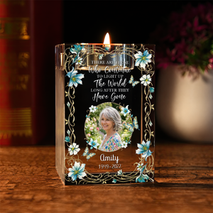 The Light Remains Personalized Crystal Candle Holder - Memorial Gift