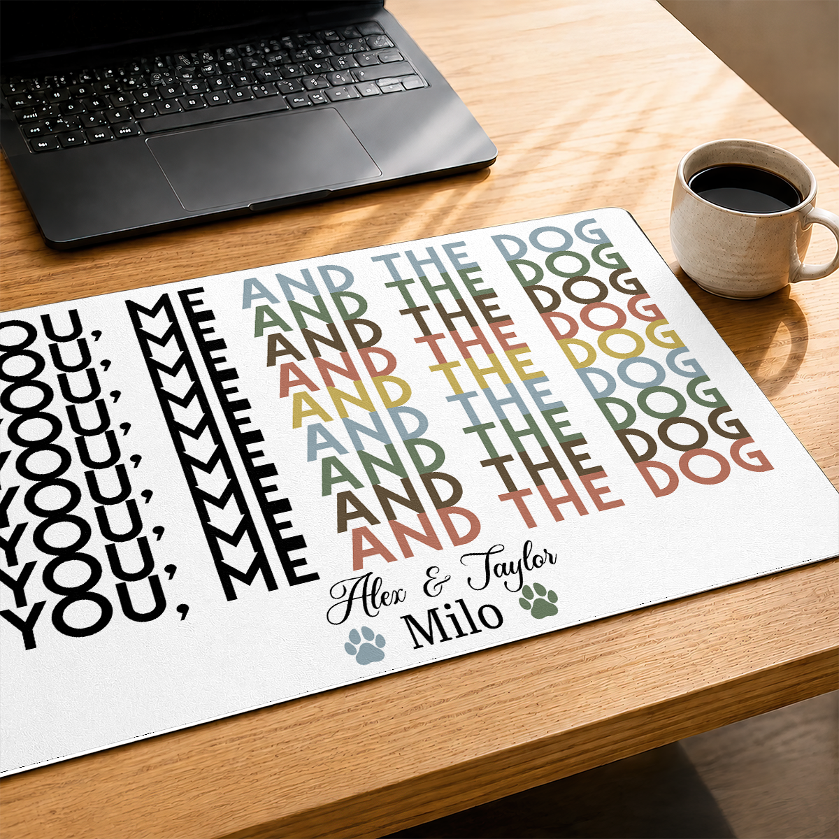 You Me And The Dog Cat Hidden Message - Personalized Desk Mat