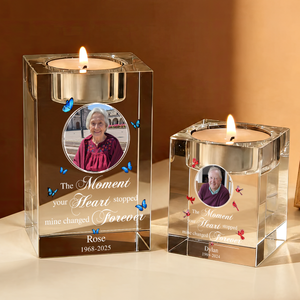 The Moment Your Heart Personalized Crystal Candle Holder