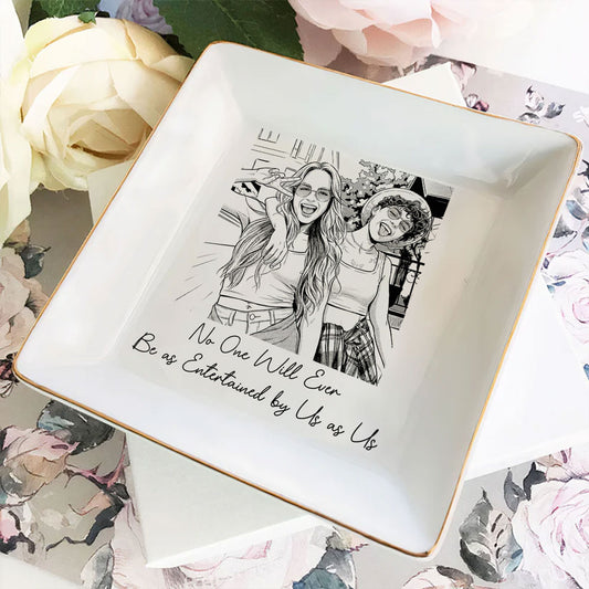 Best Friends Gift For Her Custom Photo Sketch Line Art - Personalized Jewelry Dish