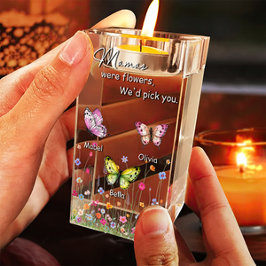 If Mama Were Flowers - Personalized Crystal Candle Holder