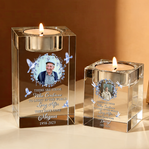 When You Miss Me Have No Fear Blue Jay - Personalized Crystal Candle Holder