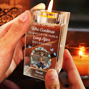Flower Custom Photo - Personalized Crystal Candle Holder - Memorial Gift