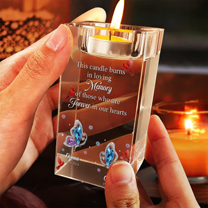 Forever In Our Hearts - Personalized Crystal Candle Holder