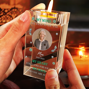 My Mind My Heart My Soul Memorial Personalized Crystal Candle Holder