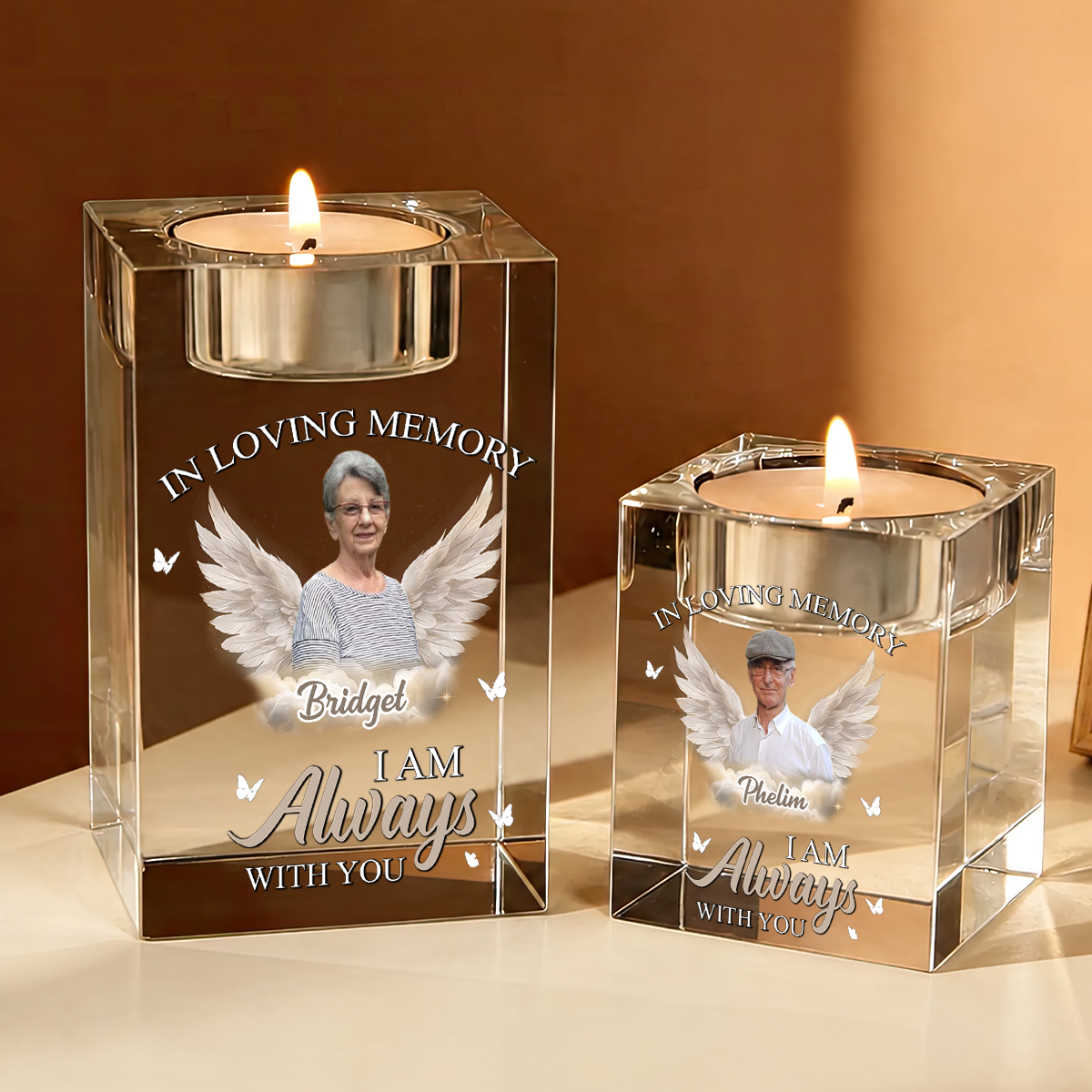 I Am Always With You Personalized Crystal Candle Holder