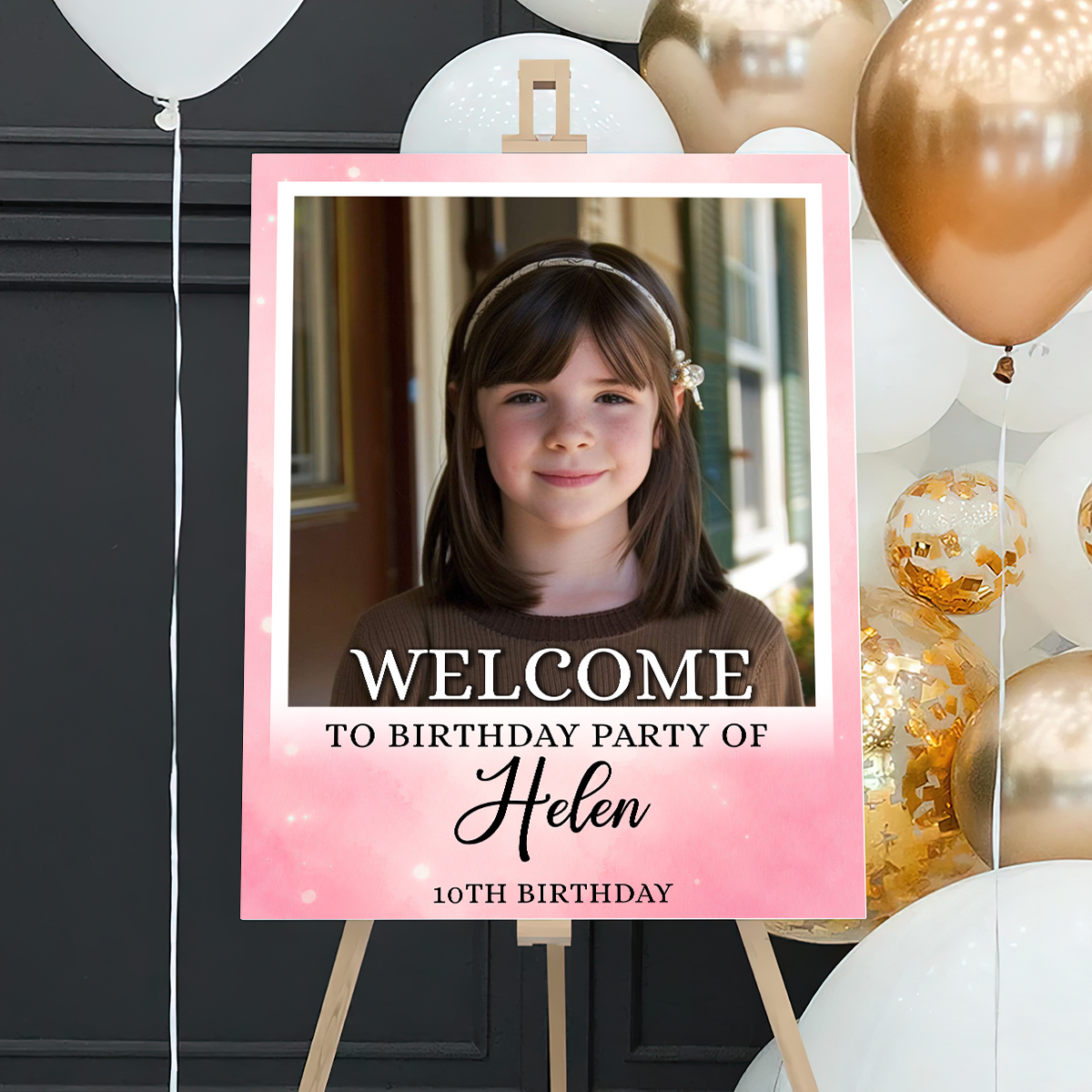 Welcome To The Party - Birthday Sign - Custom Name & Photo Sign - Birthday Party Welcome Sign