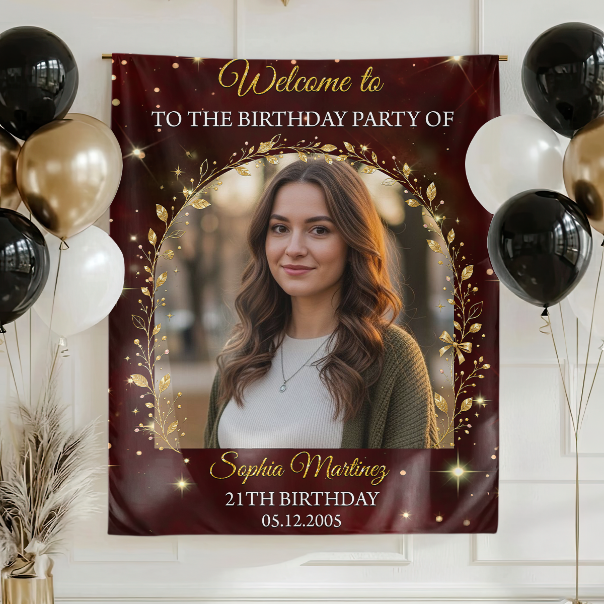 Welcome To The Birthday Party - Custom Name & Photo Law Sign - Birthday Party Welcome Sign