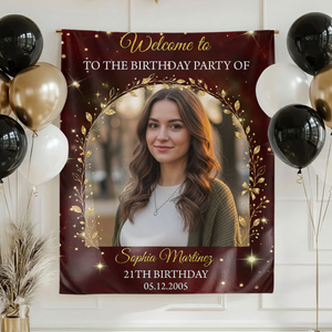 Welcome To The Birthday Party - Custom Name & Photo Law Sign - Birthday Party Welcome Sign